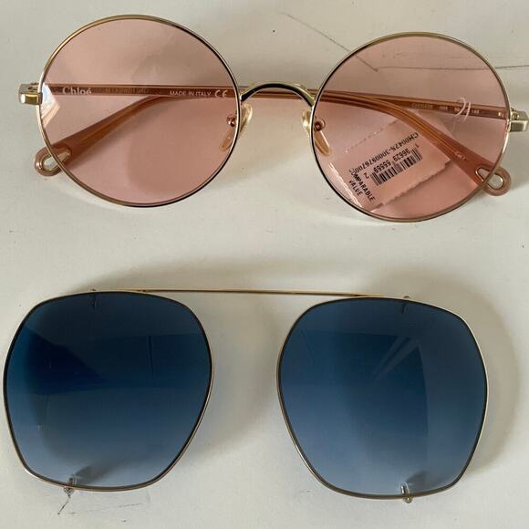 NWT Chloe Convertible Pink and Blue 56mm Round Sunglasses • Boho Glam ⬇️ - Picture 2 of 3